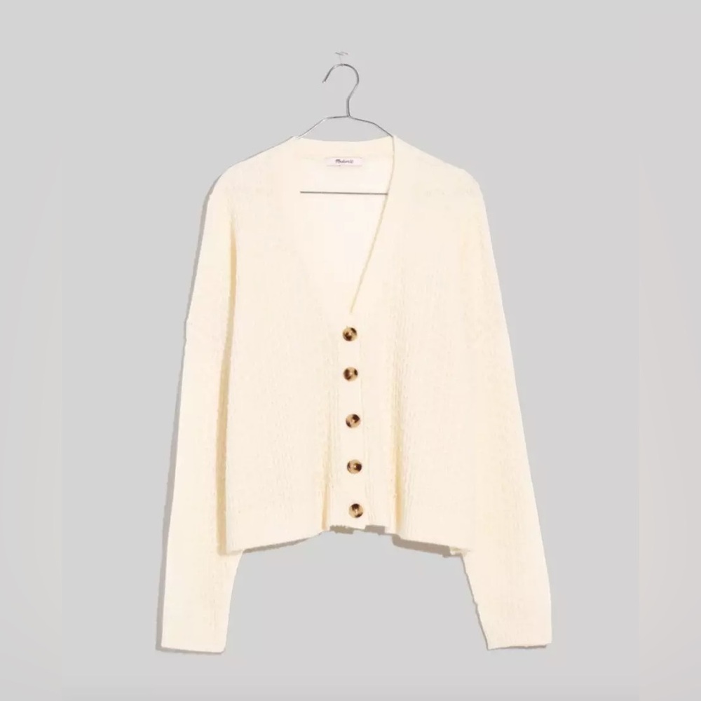 Madewell Mayfair Cardigan in Antique Cream - XS - Button Down